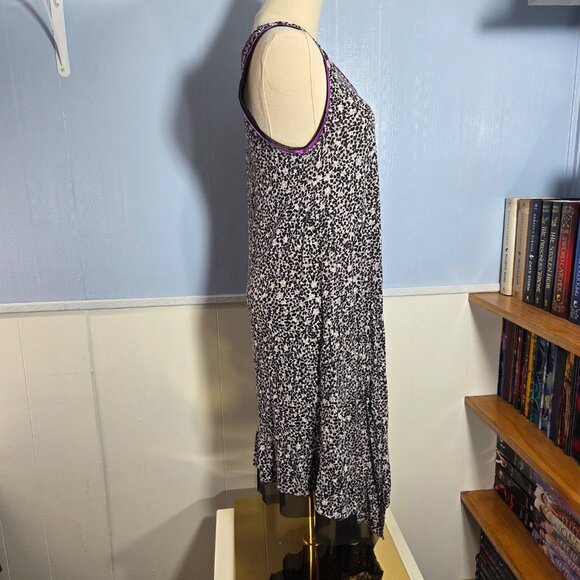 Simply Vera Vera Wang Medium Black Purple Animal Print Sleeveless Long Nightgown - Picture 4 of 11